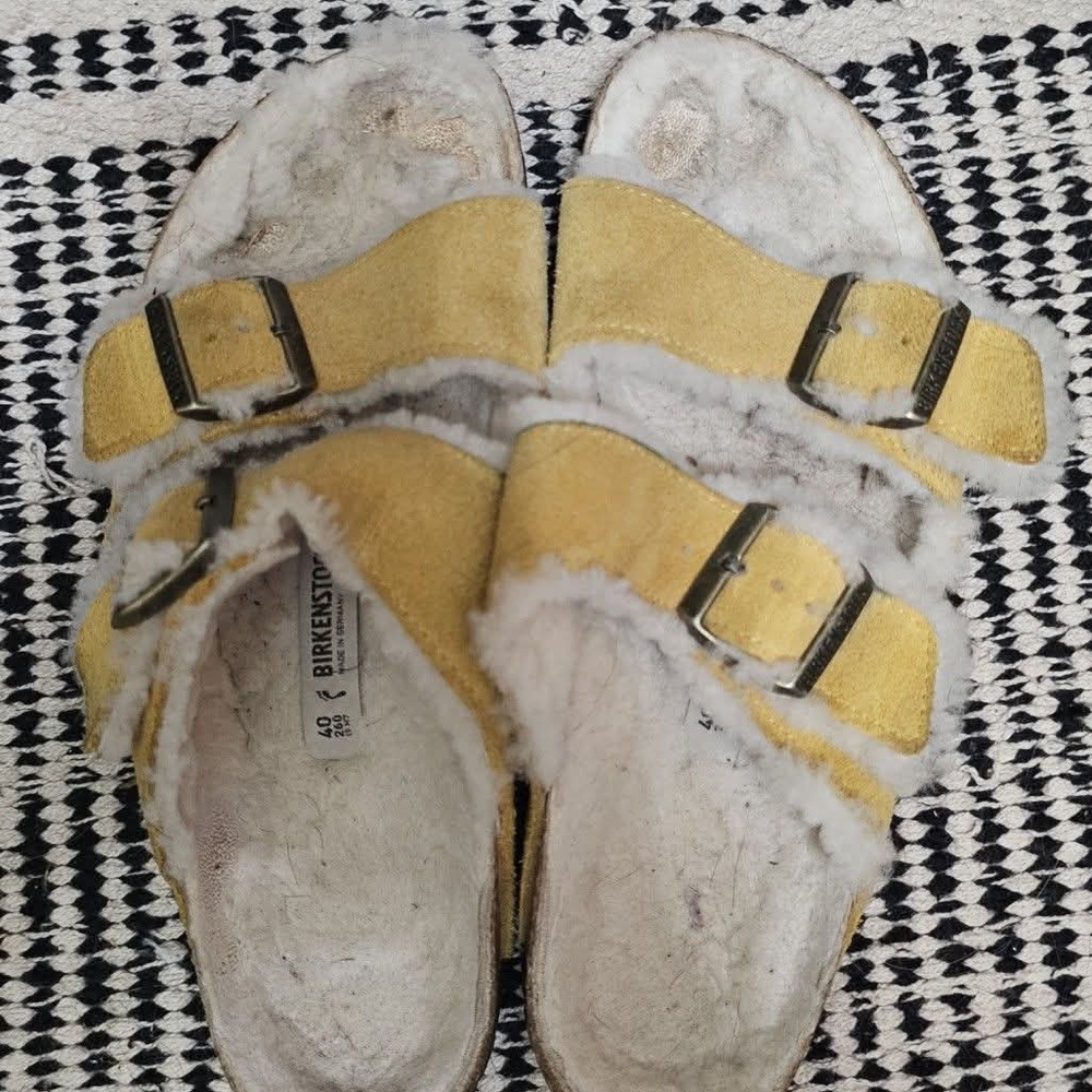 Birkenstock Mustard Shearling Sandals